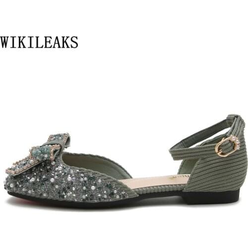 Ladies Shoes and Sandals Butterfly Knot Mary Jane Shoes Sandals Women Summer 2021 Crystal Flat Sandals Woman Zapatos De Mujer