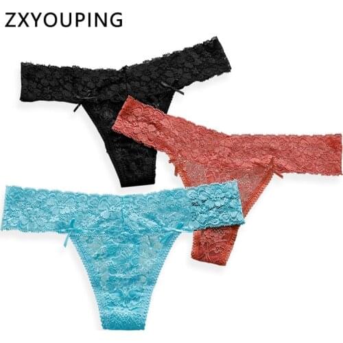 2021 New Hollow Out Women Flower Lace Thong Thin Sexy Breathable Panties Seamless Soft Underwear Cotton Crotch S-XL