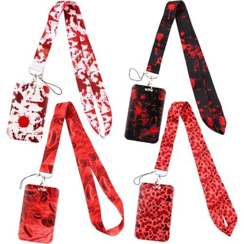 1pcs ZF2914 Medical Theme Bloodstain Blood Cells Lanyard Doctor Nurse Hanging Neck Phone Lanyard Id Badge Holder Necklace