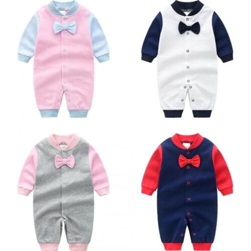 2020 NewBorn Baby 3-12M Gentleman Clothes for Baby Boys Girls Autumn Long Sleeve jumpsuits for boys Cotton Spring new year gift