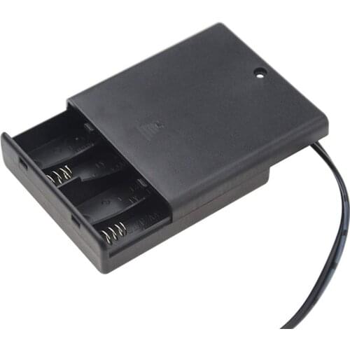 500pcs/lot Plastic 4 X 1.5V AA Battery Holder Storage Box with DC2.1x5.5mm Plug 6V Batteries Case Cover With OFF/ON Switch
