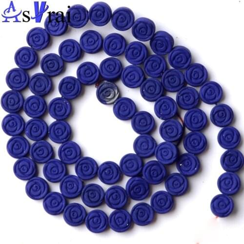 6 mm Natural Stone Dark Blue Flowers Rubber Hematite Beads For Jewelry Making Loose Spacer Beads DIY Bracelet Accessories Charms