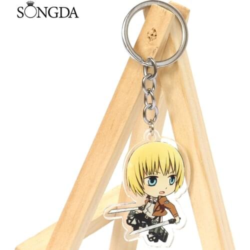 SONGDA Anime Attack On Titan Acrylic Keychain Japanese Cartoon Cute Key Chain Double Sided Keyring Fans Best Gifts