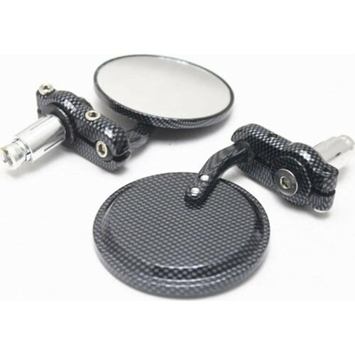 22mm 7/8'' Motorcycle Handlebar End Plugs Rear View Side Mirrors Universal Motorbike Round Mirror