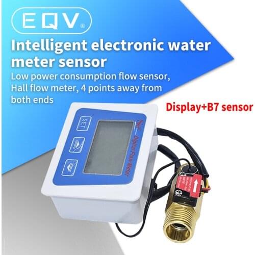 Digital LCD display Water flow sensor meter flowmeter totameter Temperature time record With G1/2 flow sensor
