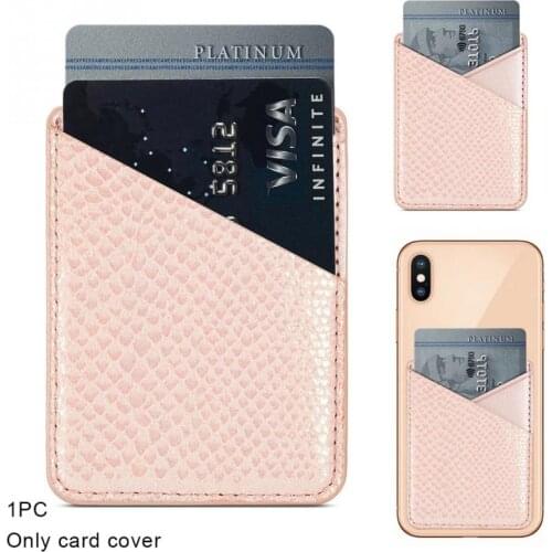 Fashion Cell Phone Card Holder Credit Card Storage Pouch Wallet Stick-on Back Pocket Universal PU Leather Sticker Card Holder