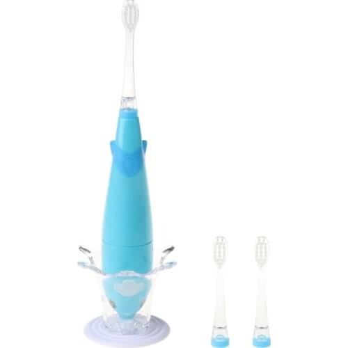 Kids Sonic Toothbrush Electric Brush Waterproof Musical Dolphin Shape LED