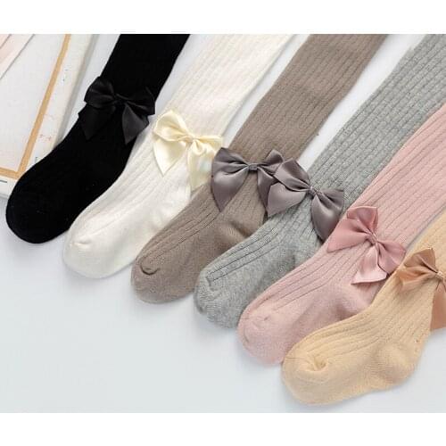 In the spring and autumn Seasons Children Pantyhose Bowknot Baby big PP thin Pantyhose knitting Girls leggings