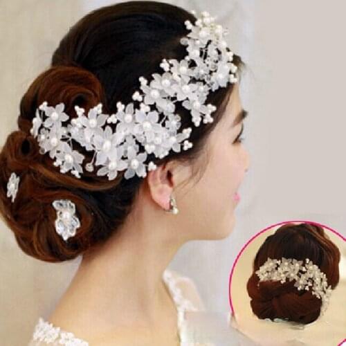 Bride handmade headdress Korean frosted petal woven jewelry Crystal hair accessories wedding accessories wholesale soft chain
