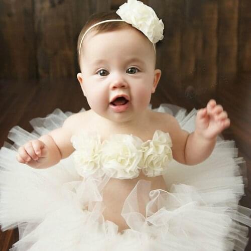 Keenomommy Princess Petite Ruffles Tutu 3 Piece Set Baby Tutus Skirt with Headband and Tutu Top Newborn Girl Photo Props TS068
