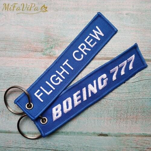 2 PCS Blue Boeing 777 Porte Clef Llavero Fashion Trinket Keychain Embroidery Aviation Key Chains Flight Crew Sleutelhanger Tags