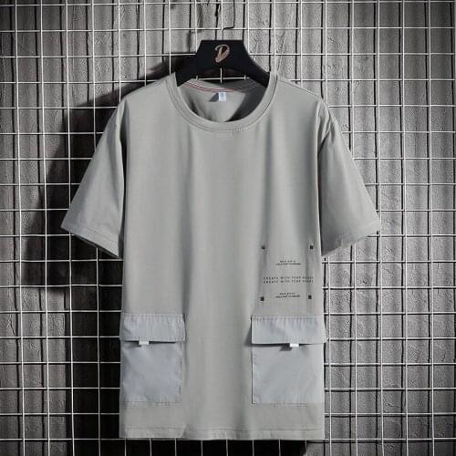 Summer Oversized Big Pockets T-shirts Men Streetwear Short Sleeve Cotton Tshirt Male Harajuku Tops Tees Plus Size 6XL 7XL 8XL