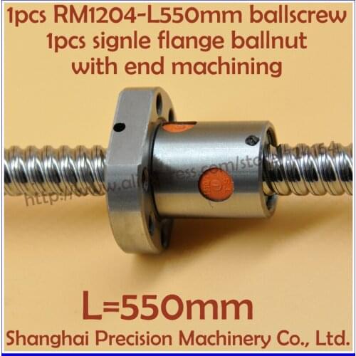 Top best price 1pc Ball screw SFU1204 - L550mm+ 1pcs RM1204 Ballscrew Ballnut for CNC and BK10 / BF10 standard processing