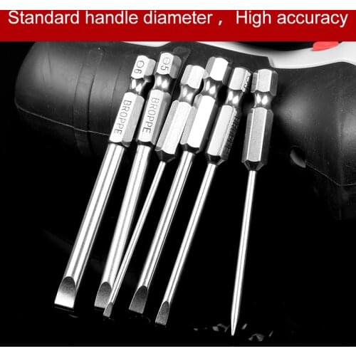 6pcs 75mm S2 Steel Slotted Head Han Magnetic Drill Slotted Screwdriver Set Bits Screw Driver Screwdrivers Kit Imported Material