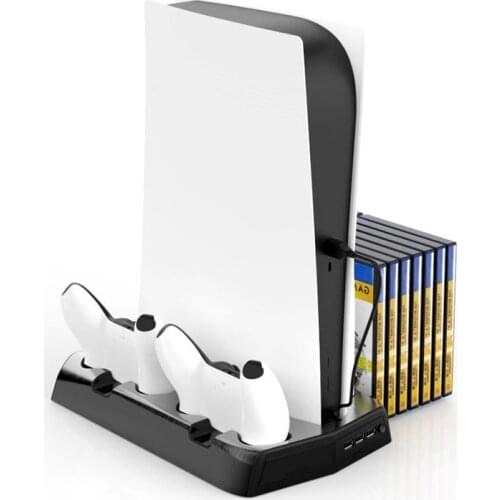 For PS5 3 in 1 DE/UHD host multi-function charging cooling fan base + Game Disc storage tray+ handle base charger bracket