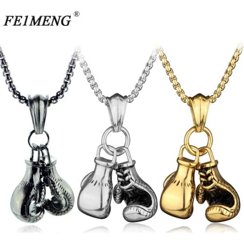 Fashion Sporty Boxing Gloves Pendant Necklace Personality Alloy Punk Chain Necklaces For Women Pair Charm Male Jewelry Choker