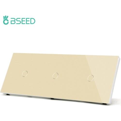 Bseed 3Gang 1Way Wall Touch Switches EU Standard Light Switch Crystal Triple 1Gang Wall Sensor Switches Waterproof