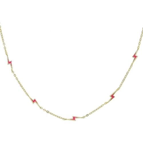 Hot Neon Enamel Lightning Necklaces for Women Long Chain Protection Choker Necklace Girlfriend Lover Gifts Pendants