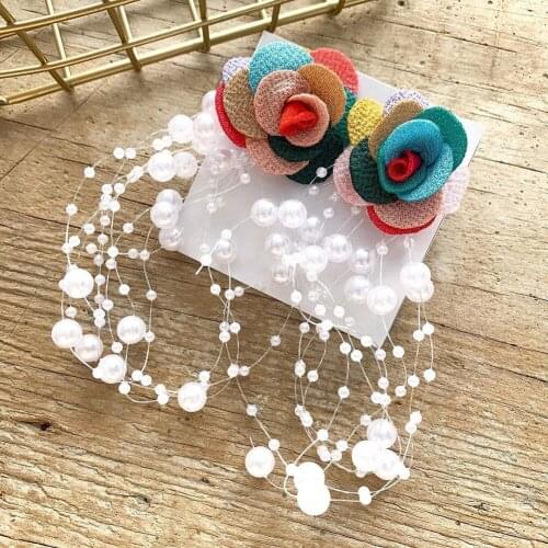 Dvacaman 2021 New Trendy Korean Long Fabric Flower Pearl Tassel Earrings Women Boho Colorful Rose Flower Earrings Jewelry Bijoux