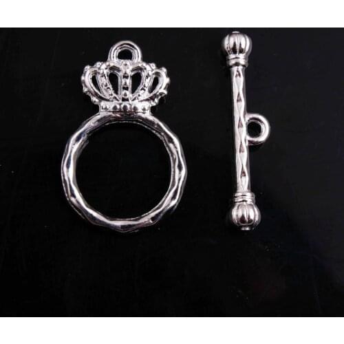 Wholesale Vintage Ancient 15*23mm100sets/lot silver crown Shape toggle clasps for kids Chunky Necklace Jewelry