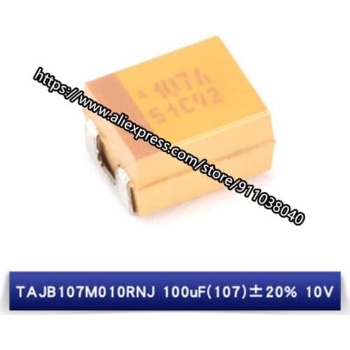 Original 10pcs/ 3528B 10V 100UF ±20% TAJB107M010RNJ 1210 Tantalum Capacitor SMD