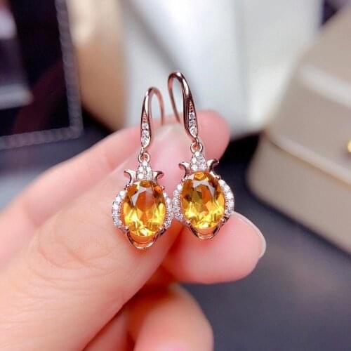 Super Good Color Citrine Earring Natural And Real 925 Sterling Silver Citrine Earring