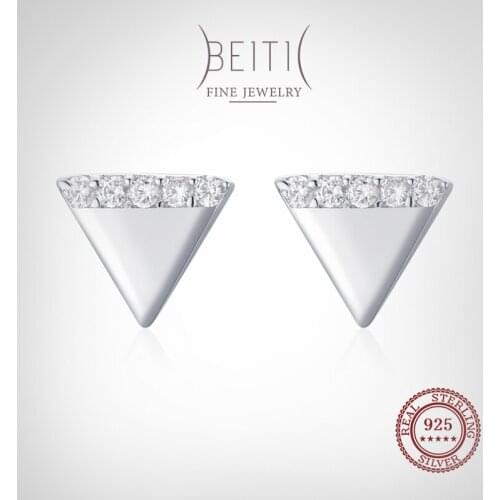 Beitil Real 925 Sterling Silver Exquisite Triangle Stud Earrings For Women Minimalist Fine Jewelry 2021 New Style