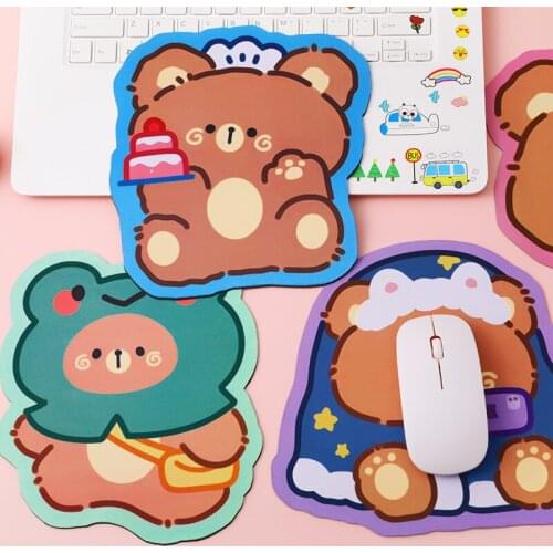 Kawaii Cute Bear Mouse Pad Cute Ins Girl Heart Student Computer Small Mouse Non-slip Pad Desktop Keyboard Pad