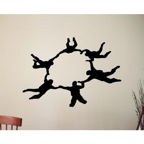 Skydivers Wall Sticker Skydiving Vinyl Decal Extreme Sports Wall Decals Mural Boy Bedroom Man Cave Home Decoration D785