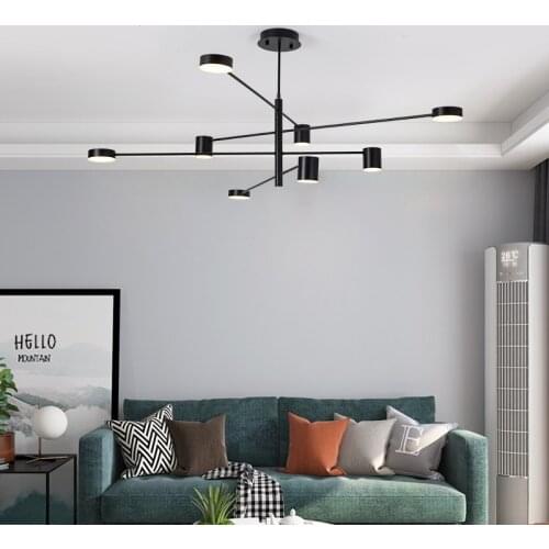 Modern Fashion Black Gold White Long Led Ceiling Suspended Chandelier Light Lamp for Hall Kitchen Living Room Loft Bedroom