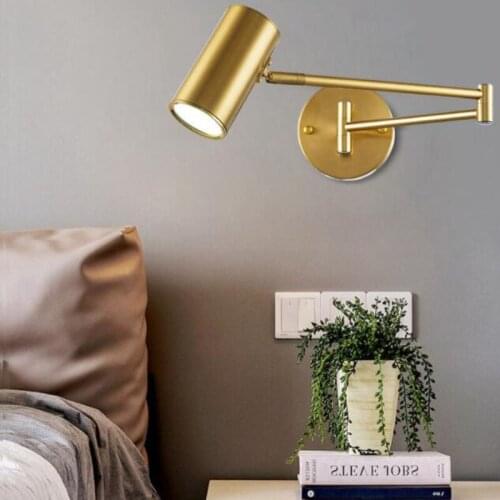 Modern Adjustable Swing Long Arm LED Wall Lamp Warm/Cold Lighting Wall-mounted Household Bedside Lighting Wall Sconce