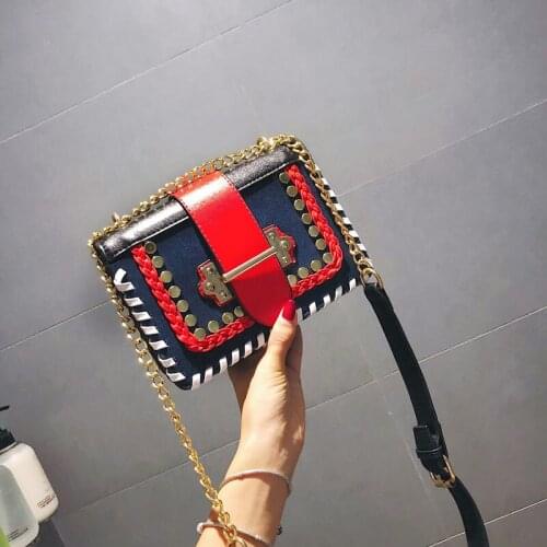 Winter womens handbag high quality PU fine work womens shoulder bag woven rivet large capacity Messenger bags for women 2019