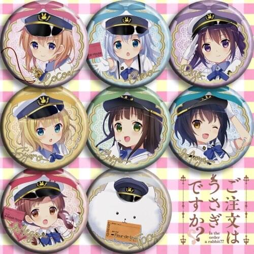 Anime Badges 58mm Gochuumon wa Usagi Desuka Very CUte Grils Brooch Pins