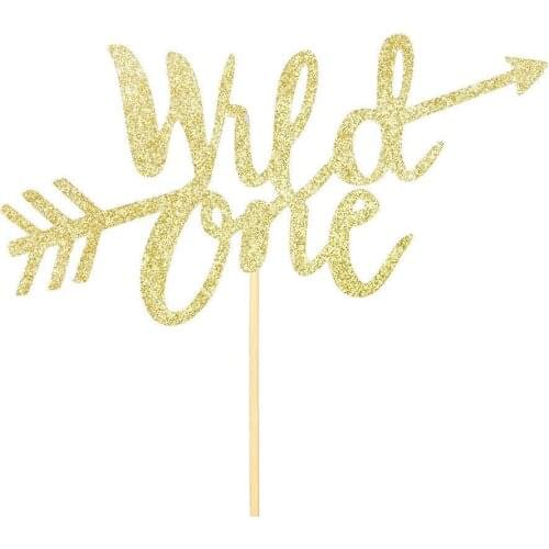 Gold Glitter Wild One First Happy Birthday boy/girl Cake Cupcake Toppers Kids Party Baby Shower Decorations Supplies