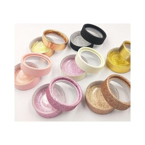 10pcs Wholesale false eyelash packaging box lash boxes custom your Logo Fake 3d Mink Eyelahes glitter round packing case empty