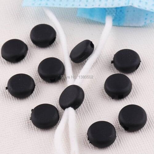 100pcs/lot Elastic Cord Adjuster black color Cord Locks Toggles cord end stopper For Drawstrings Home DIY Craft for Mask