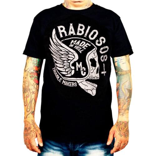 2019 New Mens T Shirts [RABIOSOS MC] T-SHIRT MOTORCLUB SKULL BIKER ROCKER L Tops Tshirt Homme