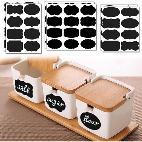 48Pcs Label Stickers For Jar Spice Stickers Pen Waterproof Chalkboard Bottles Tags Dull Polish Blackboard Labels Stickers