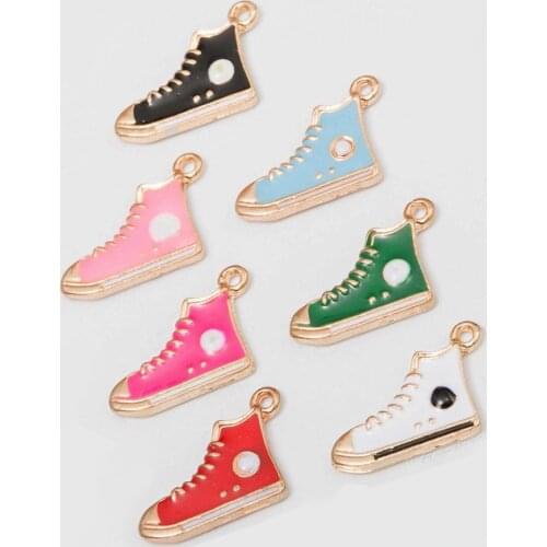 5pcs 12*16mm Charms Shoe Metal Enamel Sports Shoes Pendants DIY Earring Bracelet Necklace Jewelry Making Accessories Craft