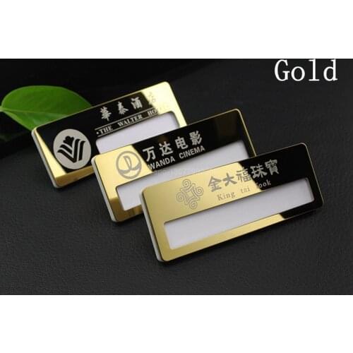 10pcs custom changable name tag magnet 70*25mm laser engraved employee identification stainless steel reusable name badge