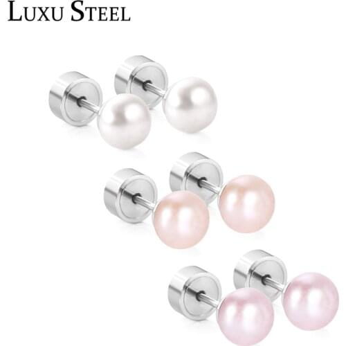 LUXUSTEEL 3pairs Sets Pink/White/Light Purple Imitation Pearl Earring Sets Stainless Steel Stud Earrings Bijoux 2020 Brinco Part