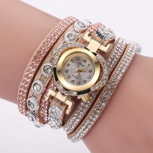 Fashion Watches Casual Heart Dial Analog Quartz Women Multi-layered Band Rhinestone Bracelet Wristwatch montre femme reloj mujer