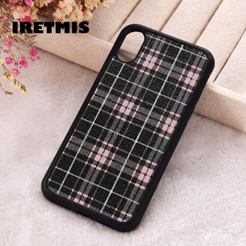 Iretmis 5 5S SE 2020 Phone Cover Cases for iPhone 6 6S 7 8 Plus X Xs Max XR 11 12 MINI Pro Rubber Silicone Pink Tartan
