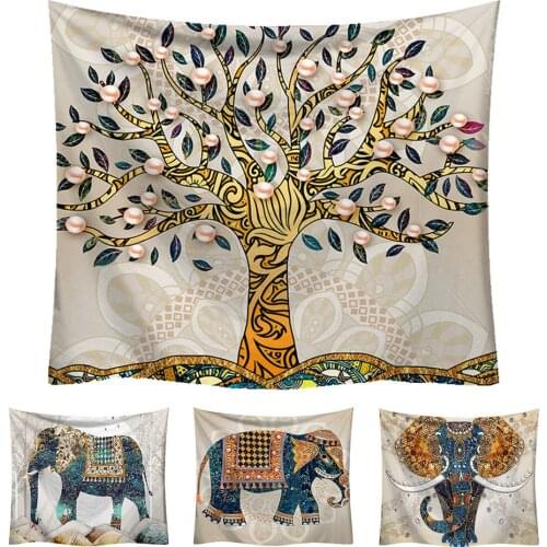 Decorative Bohemian Tree Elephant Hanging Wall Tapestry Mat Rug Home Blanket Decoration