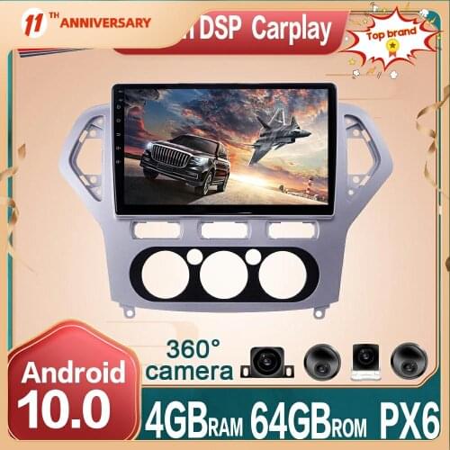 For Ford mondeo MK4 2007-2010 Android 10 Car HD Multimedia Radio Player 4G+64GB Car GPS Navigation DSP + 360 Camera DVD Headunit