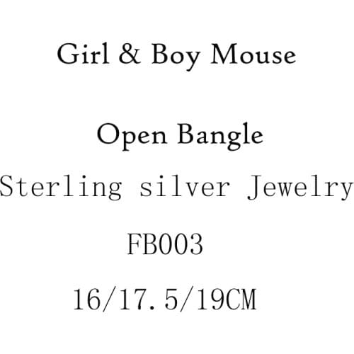 Girl & Boy Mouse Open Bangle Bracelet Authentic 925 Silver Bracelets For DIY Woman Fashion Bracelets For Jewelry Making