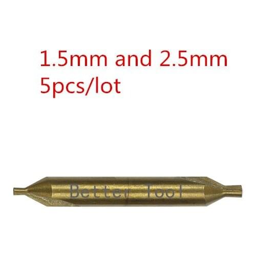 Double head titanizing 1.5 mm and 2.5 mm Spiral groove center drill for vertical key machine