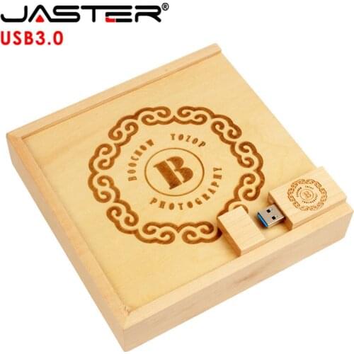 JASTER USB 3.0 Photo Album Wood Box Memory Stick Pendrive 4GB 8GB 16GB 32GB 64GB 128GB Photography Wedding 1PCS Free Custom Logo