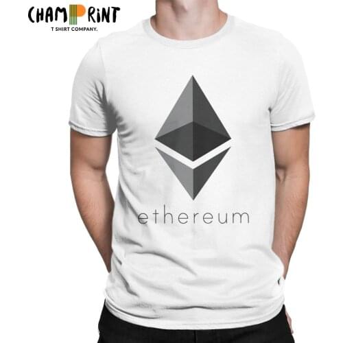 Ethereum Crypto T Shirts Mens 100% Cotton Funny T-Shirts Round Collar Blockchain Tees Short Sleeve Clothes Printing