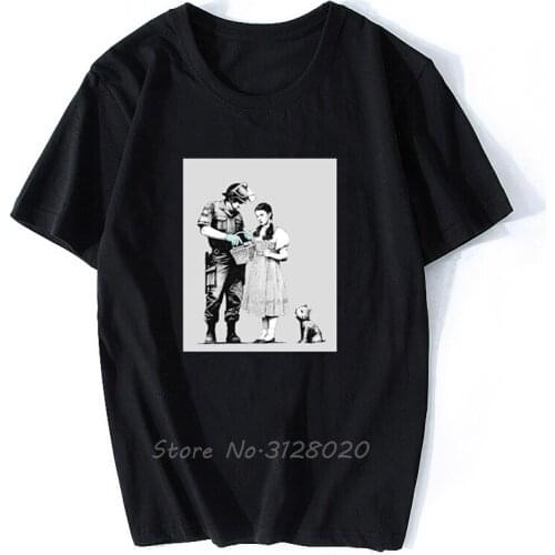 Stop And Search - Banksy - Graphic Cotton T Shirt Men Cotton O-neck TShirt Hip Hop Tees Tops Streetwear Harajuku